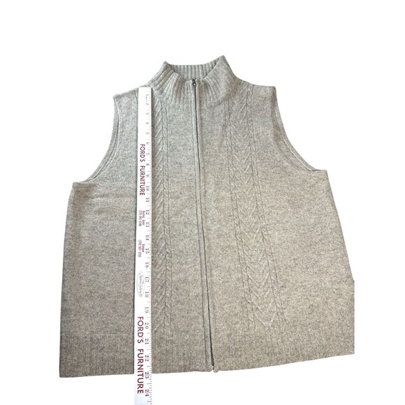 Vintage 90s Pendleton Sweater Vest Large Lambs Wool Beige Full Zip Tan Sleevless - Picture 6 of 7